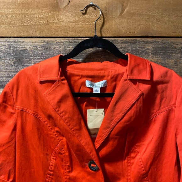 NWT Coldwater Creek Orange Red Fitted Tailored Collared Short Sleeve Jacket - Picture 4 of 10